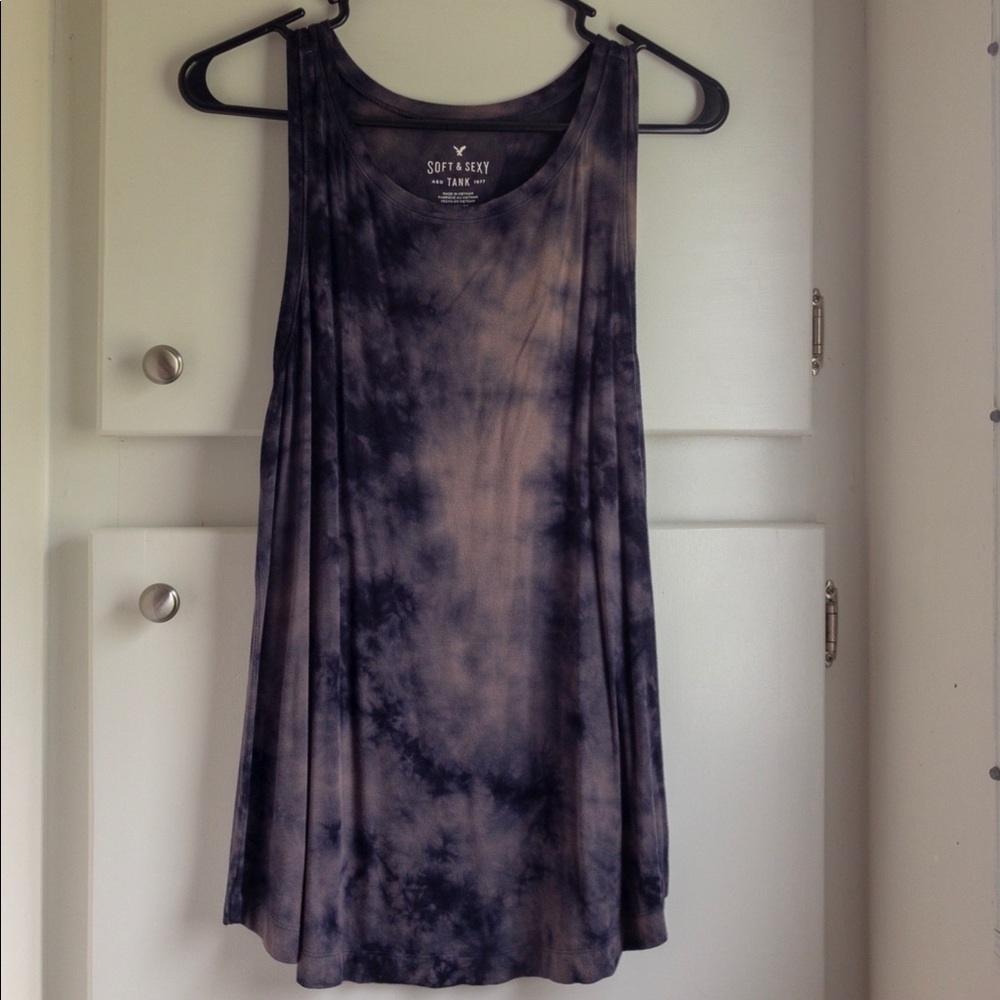 Soft & Sexy black tie dye tank from American eagle